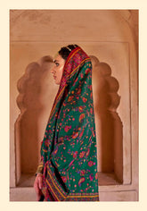 India Silk Green and Magenta Sarees Combine The Richness Of Pure Silk With Exquisite Luxury Prints